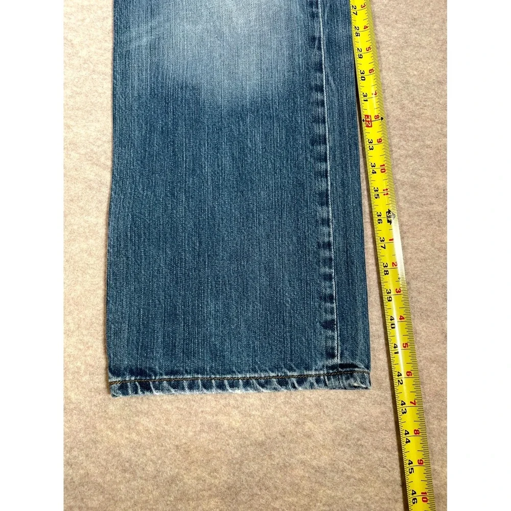 Levis 501 Jeans Mens 38x32 Blue Whiskering Denim‎ Mid Rise Straight Leg Cotton